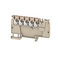 AAP12 2.5 LI RD DC pinge jaotusklemm, + pot, 5 väljundit, beež, Push IN, A-seeria, 2.5 mm², 800 V, 24 A