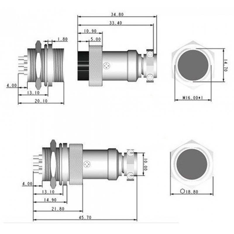 GX16-6 Connectors (6-pin)