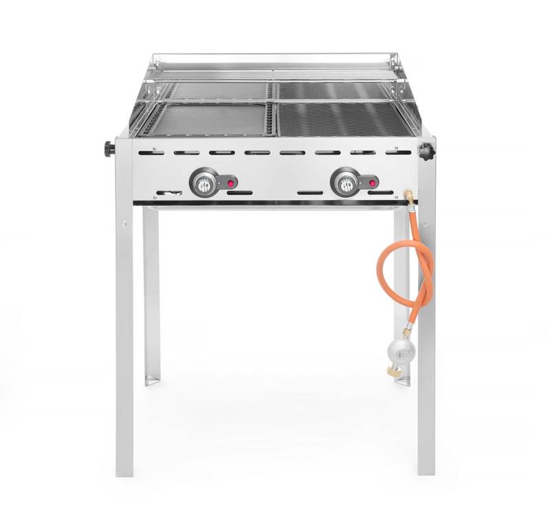 Dujinis grilis Green Fire 2-degiklių HENDI Profi Line emaliuotas ketaus GN 1/1 kepimo plokštė ir grotelė 11,6kW 740×615×825mm