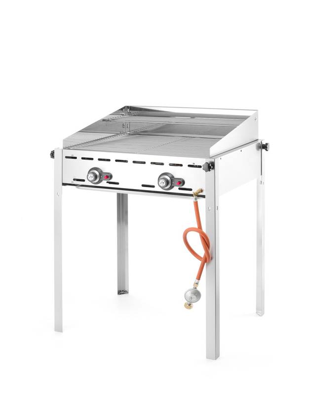 Dujinis grilis Green Fire 2-degiklių HENDI Profi Line emaliuotas ketaus GN 1/1 kepimo plokštė ir grotelė 11,6kW 740×615×825mm