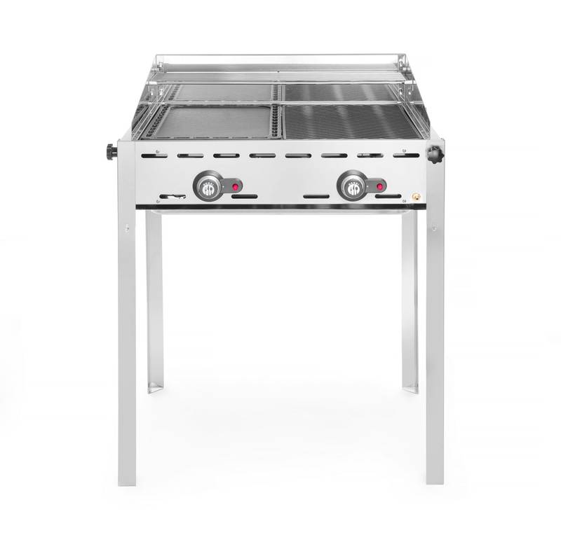 Dujinis grilis Green Fire 2-degiklių HENDI Profi Line emaliuotas ketaus GN 1/1 kepimo plokštė ir grotelė 11,6kW 740×615×825mm