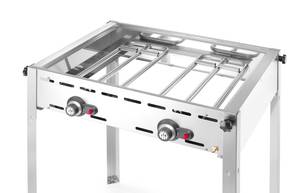 Dujinis grilis Green Fire 2-degiklių HENDI Profi Line emaliuotas ketaus GN 1/1 kepimo plokštė ir grotelė 11,6kW 740×615×825mm