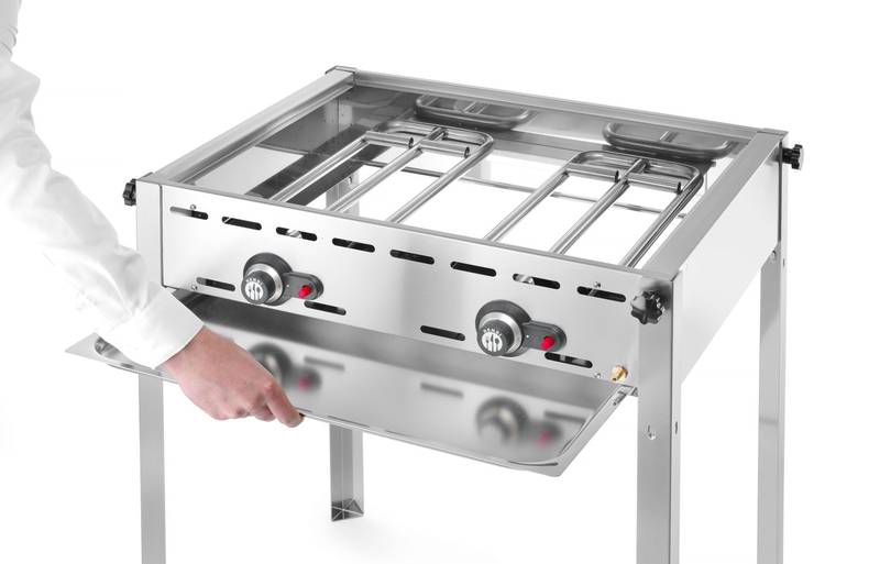 Dujinis grilis Green Fire 2-degiklių HENDI Profi Line emaliuotas ketaus GN 1/1 kepimo plokštė ir grotelė 11,6kW 740×615×825mm