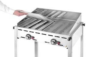 Dujinis grilis Green Fire 2-degiklių HENDI Profi Line emaliuotas ketaus GN 1/1 kepimo plokštė ir grotelė 11,6kW 740×615×825mm
