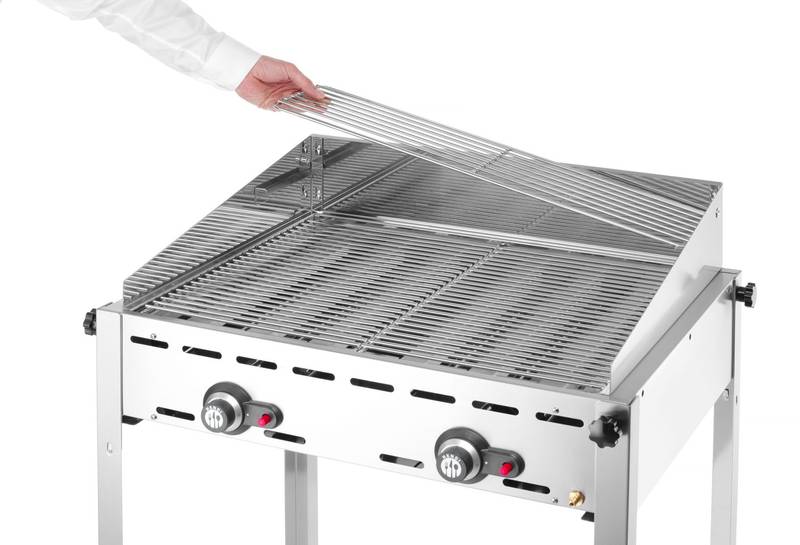 Dujinis grilis Green Fire 2-degiklių HENDI Profi Line emaliuotas ketaus GN 1/1 kepimo plokštė ir grotelė 11,6kW 740×615×825mm