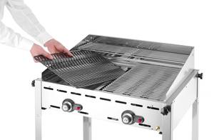 Dujinis grilis Green Fire 2-degiklių HENDI Profi Line emaliuotas ketaus GN 1/1 kepimo plokštė ir grotelė 11,6kW 740×615×825mm