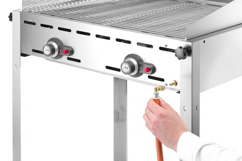 Dujinis grilis Green Fire 2-degiklių HENDI Profi Line emaliuotas ketaus GN 1/1 kepimo plokštė ir grotelė 11,6kW 740×615×825mm