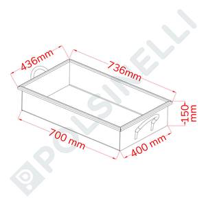 Pan 70x40 rectangular with handles stainless steel