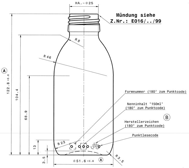 Klaaspudel Apteek 150ml pruun