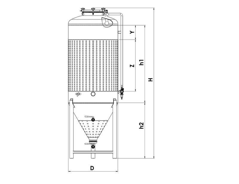 Konisk tank 300L med kylskjorta 60° konbas