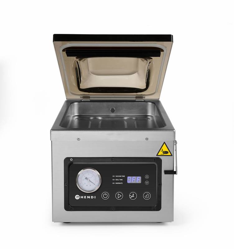 Vakuuminė kamerinė pakavimo mašina HENDI Profi Line sandarinimo juosta 260mm 240V/1000W 330x480x(A)361mm