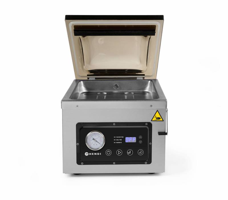 Vakuuminė kamerinė pakavimo mašina HENDI Profi Line sandarinimo juosta 300mm 230V/950W 367x425x(A)364mm