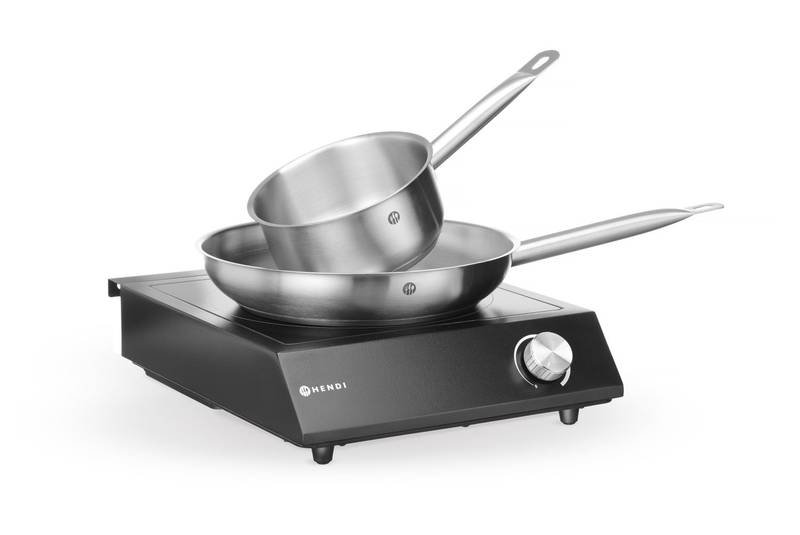 Rinkinys: Indukcinė kaitlentė 3500W + puodas + keptuvė HENDI Black 220-240V/3500W 320x395x(A)95mm