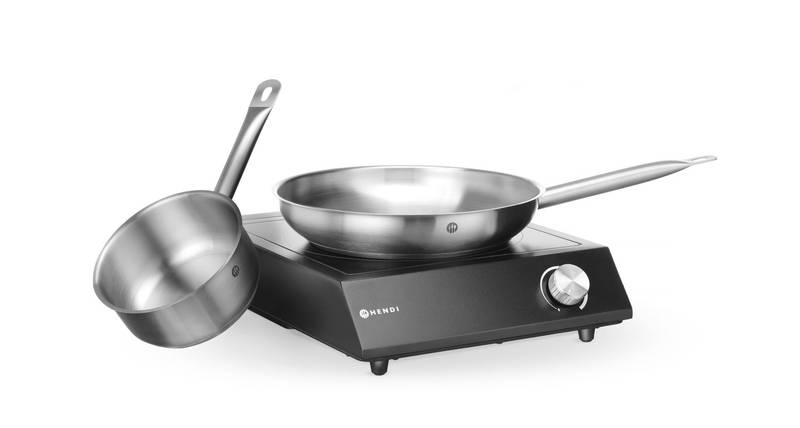 Rinkinys: Indukcinė kaitlentė 3500W + puodas + keptuvė HENDI Black 220-240V/3500W 320x395x(A)95mm