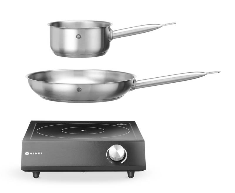 Rinkinys: Indukcinė kaitlentė 3500W + puodas + keptuvė HENDI Black 220-240V/3500W 320x395x(A)95mm