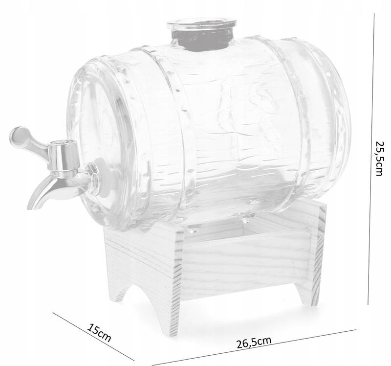 Barrel 3L glass + wooden base