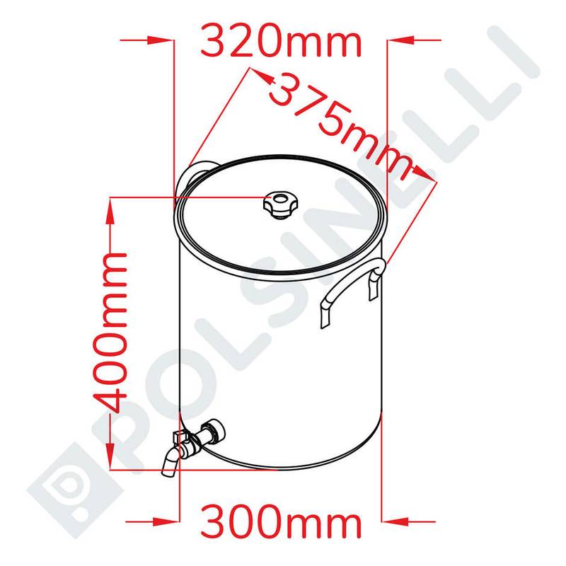 Kessel 25L mit Zapfhahn Edelstahl