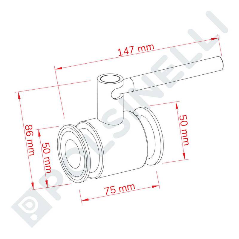 Lodveida vārsts 1"1/2 DN25 clamp nerūsējošais tērauds