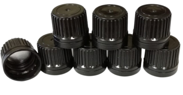 Plastikinis dangtelis 18mm juodas su atidarymo žiedu
