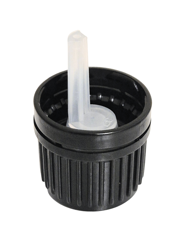 Dropper cap GL18 18mm black long spout