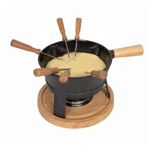 Fondueastiasetti PRO L juusto 1,8L valurauta puujalustalla (10kpl)