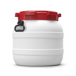 Drum 40L with lid PE white/red