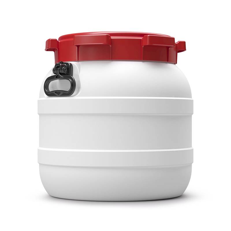 Drum 40L with lid PE white/red