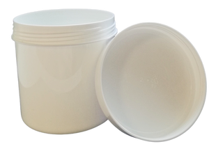Plastmasas trauciņš 310ml ar vāku balts necaurspīdīgs