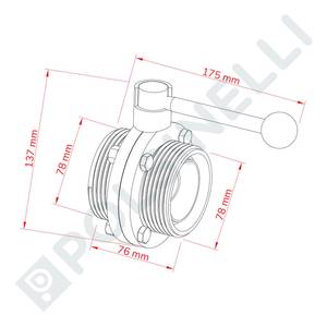 Butterfly valve DIN 50 F/F stainless steel