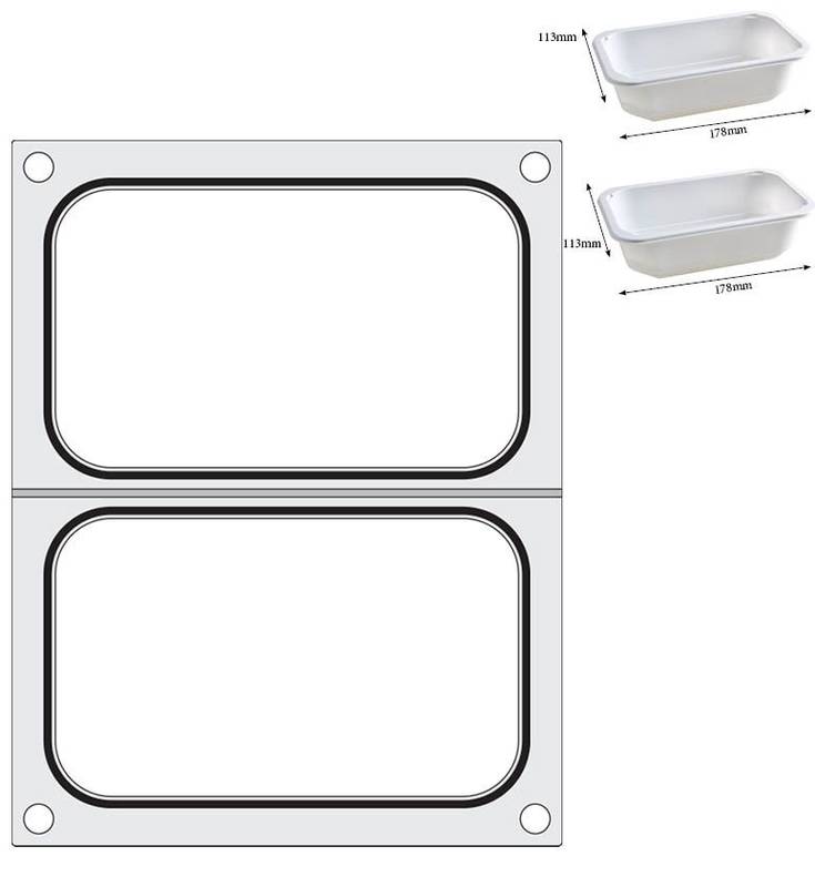 Padėklų užlydytuvo matrica HENDI 2x talpyklai 178x113mm