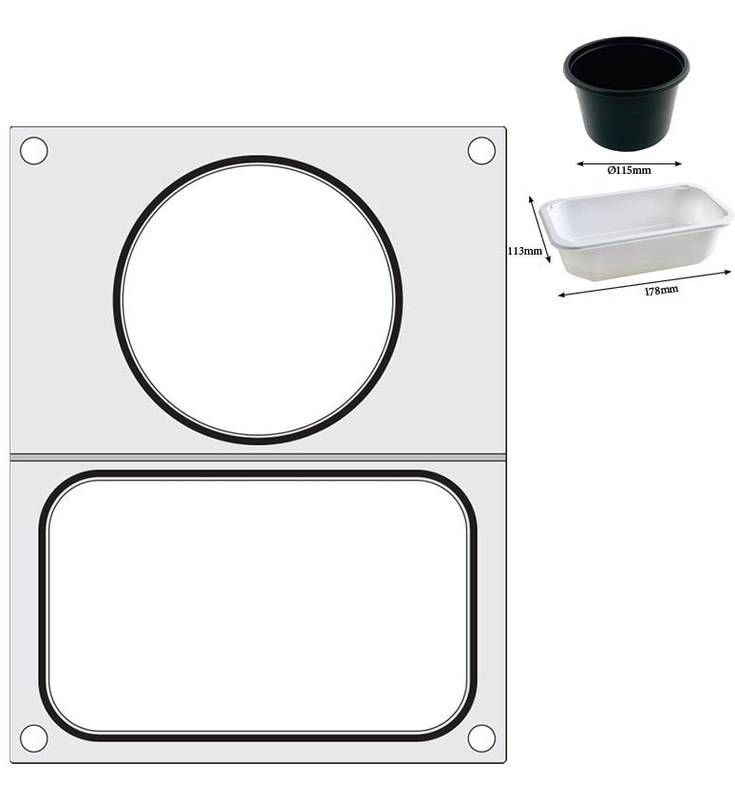 Tray sealer matrix HENDI for 2 containers (1x178x113mm 1x ø115mm)