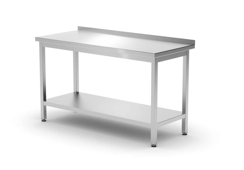 Wandtisch mit Regal – geschraubt Tiefe 600mm HENDI Profi Line 1400x600x(H)850mm