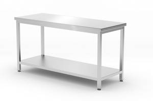 Central table with shelf – bolted depth 600mm HENDI Profi Line 1600x600x(H)850mm