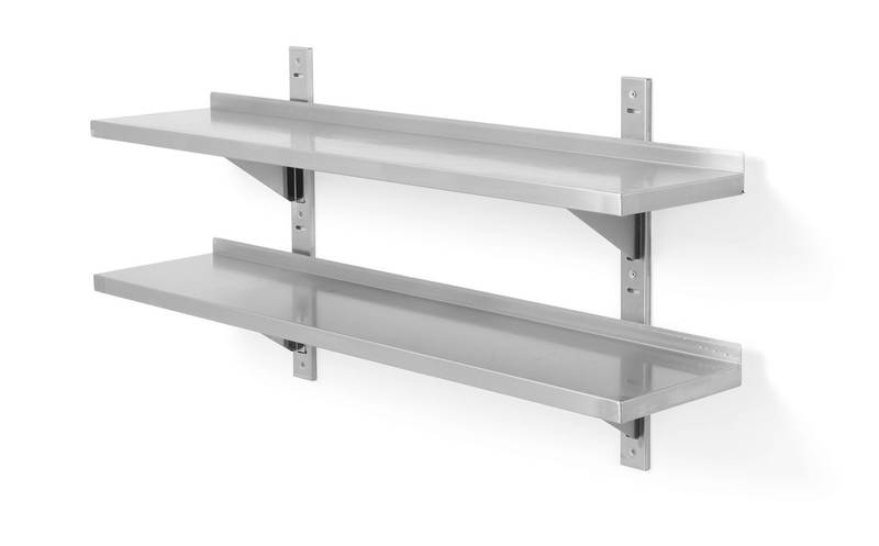Doppelwandregal 1200x300x(H)600mm verstellbar mit 2 Halterungen HENDI
