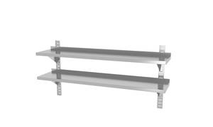 Doppelwandregal 1400x300x(H)600mm verstellbar mit 2 Halterungen HENDI