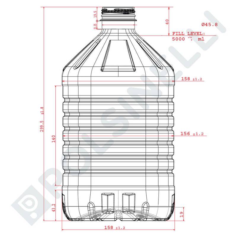 PET kanistras 5L – sraigtinis kaklelis Bericap 48V40 (x49)