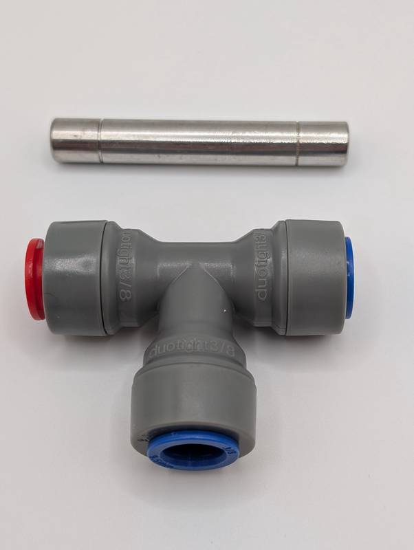 T-veida savienojums 9.5x9.5x9.5mm Duotight ātrais savienotājs ar termokabatas ievadi 3,5-4,5mm
