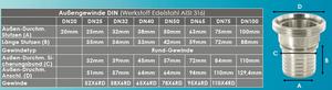 Voolikuliide DIN11851 DN25 25mm voolikule väliskeere