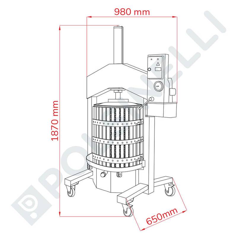 Presse Alfa 40 Inox vertikal mit drehbarem Korb