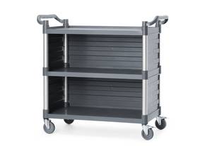 Serveerimiskäru 3-riiuline polüpropüleen suur AmerBox riiulite külgpaneelidega 1010x500x(H)960mm