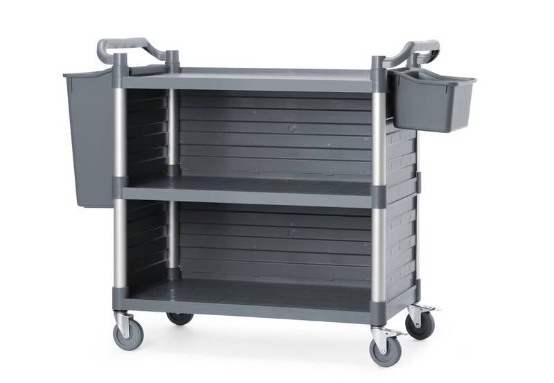 Serveerimiskäru 3-riiuline polüpropüleen suur AmerBox riiulite külgpaneelidega 1010x500x(H)960mm