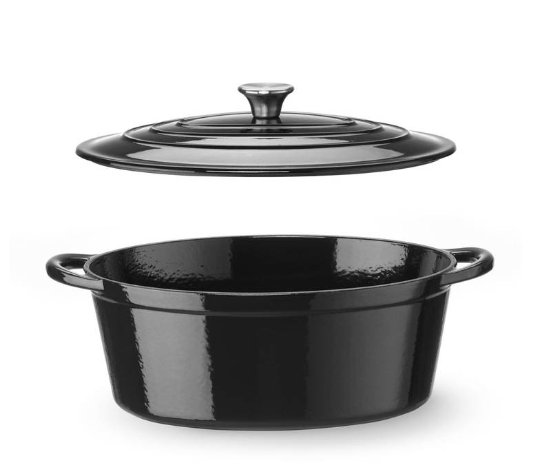 Katel 6,88L HENDI malm emaljeeritud must 405x255x(H)134mm ovaalne