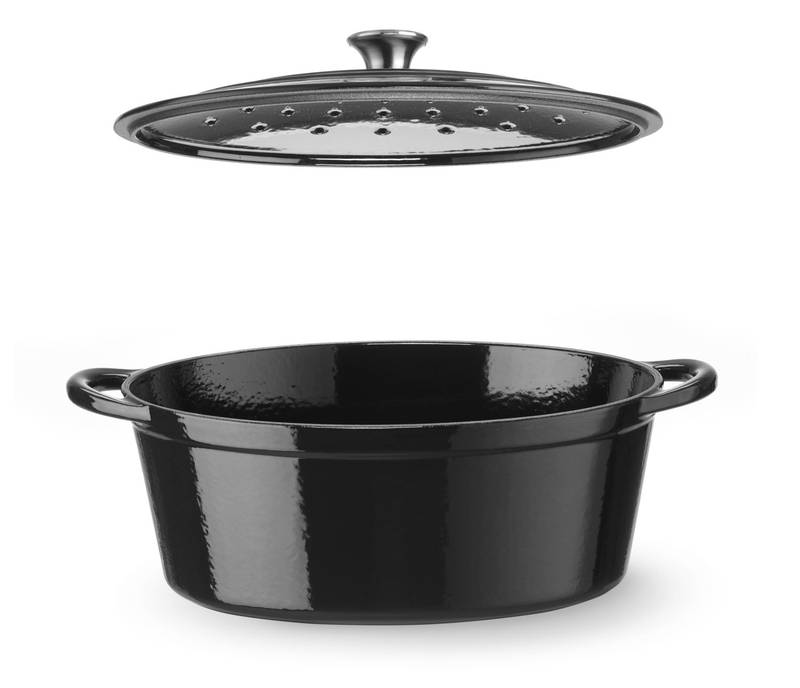 Katel 6,88L HENDI malm emaljeeritud must 405x255x(H)134mm ovaalne