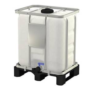 Tara IBC 300L plastiko ant tvirto plastiko pagrindo
