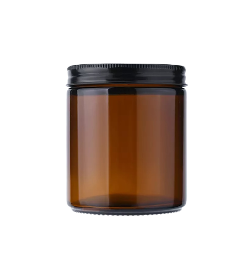 Braunes Glasgefäß 500ml mit Aluminiumdeckel