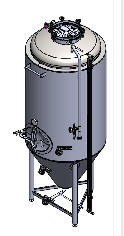 Conical tank 1100L insulated with cooling jacket