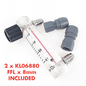 Flödesmätare 0,1-1,5L/min syre med duotight 8mm x FFL