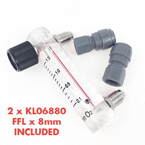 Flödesmätare 0,1-1,5L/min syre med duotight 8mm x FFL