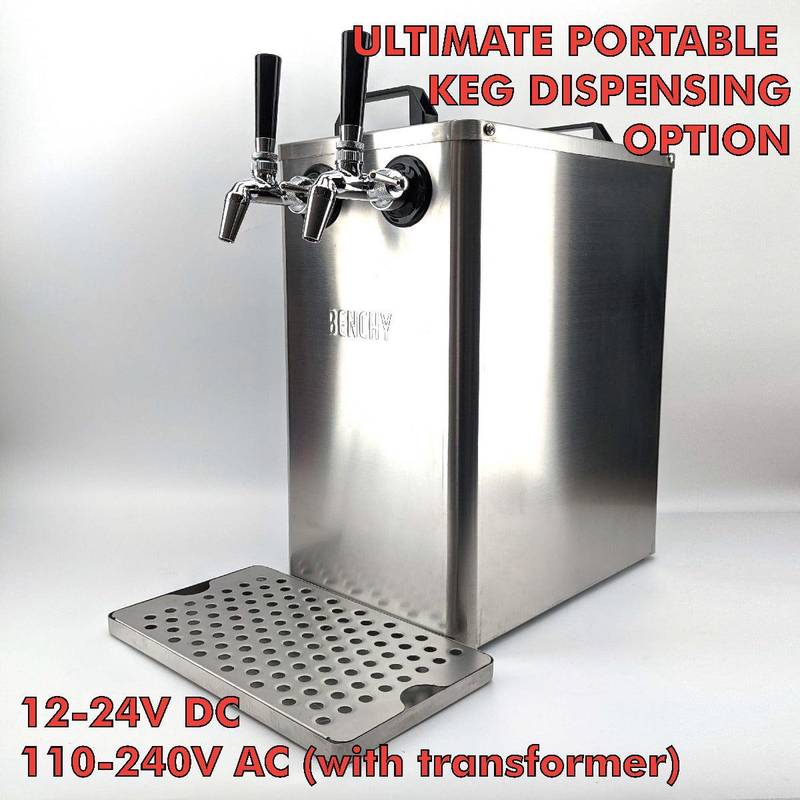Getränkekühler & Bierkühler Benchy Carbon mit zwei Zapfhähnen 12V/24V/240V