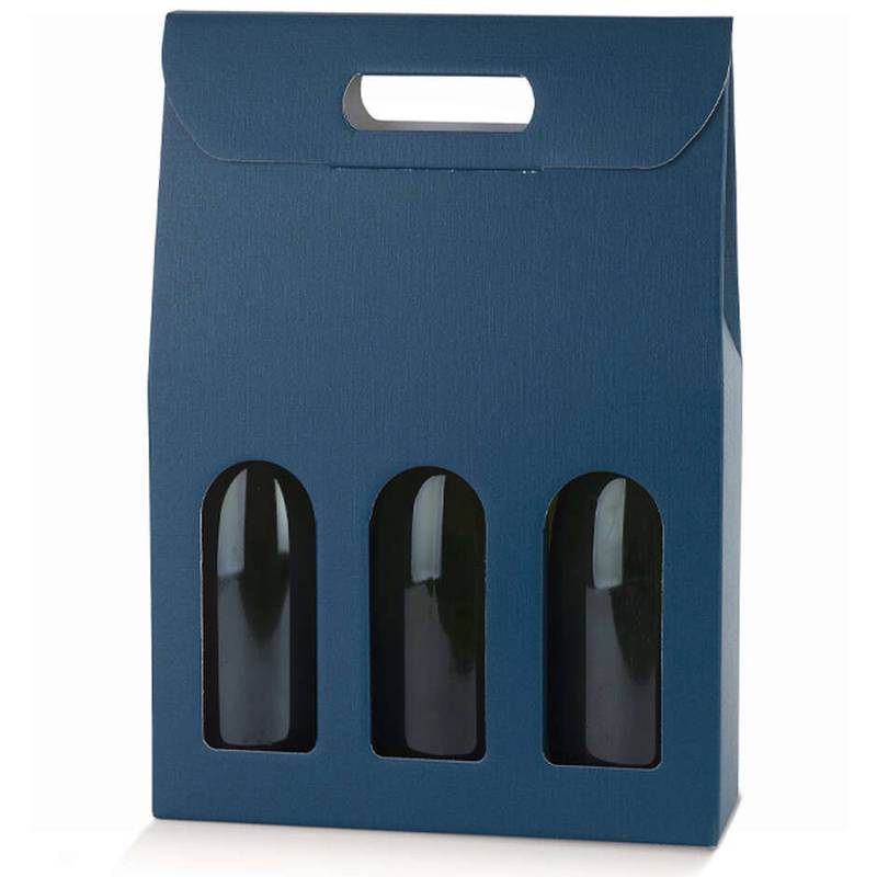 Box (10pcs) blue fiber effect for 3 wine bottles